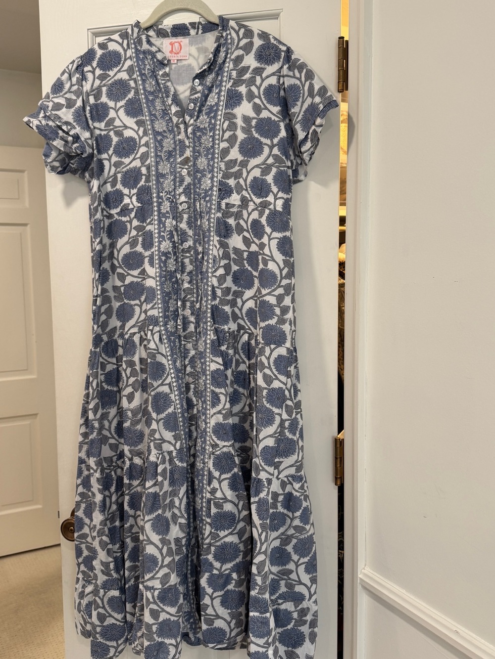 Victoria Dunn Blue and White Floral Maxi Dress